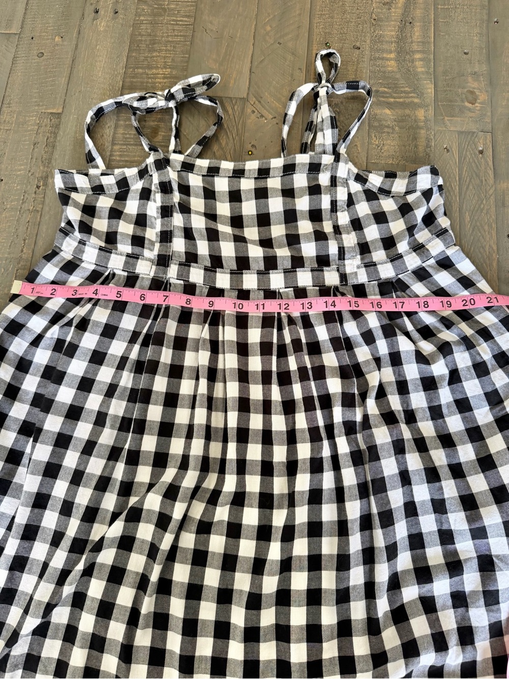 OLD NAVY Gingham Mini Dress Tie Strap Pockets Black White L - Picture 9 of 10